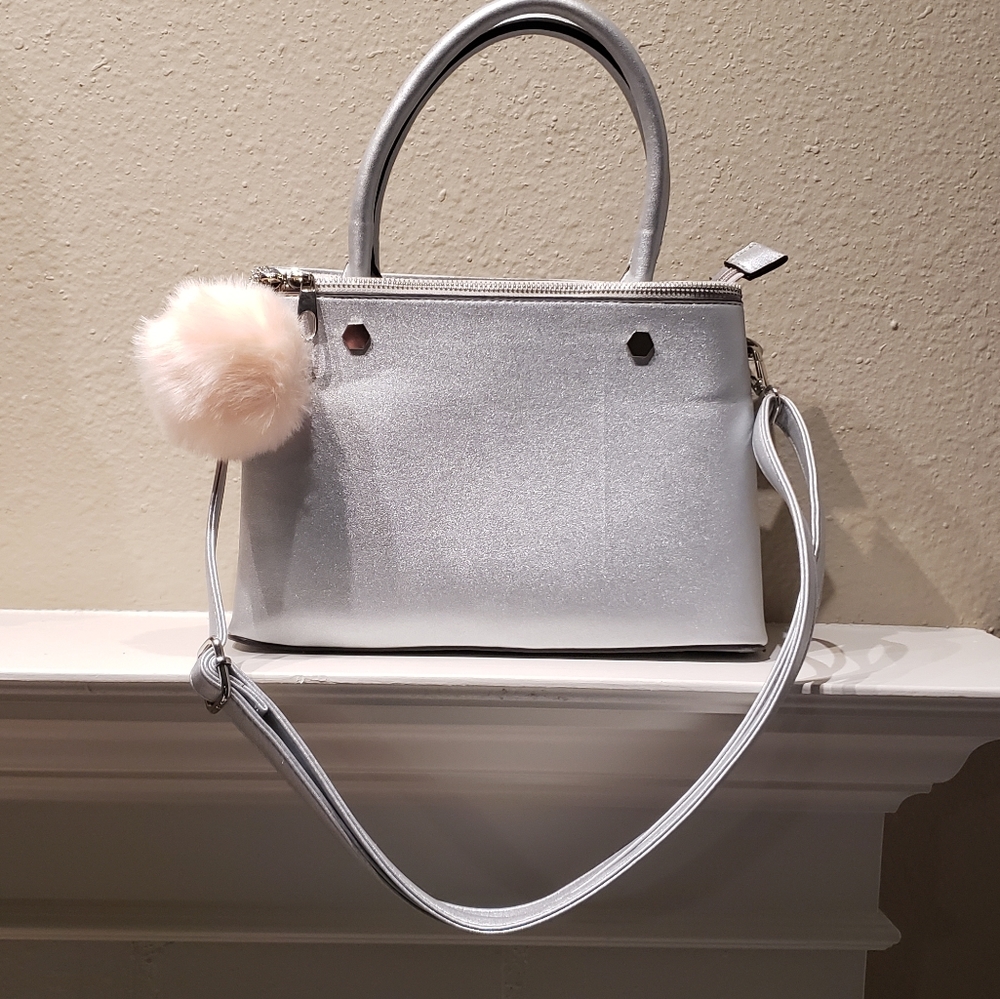 Silver satchel bag